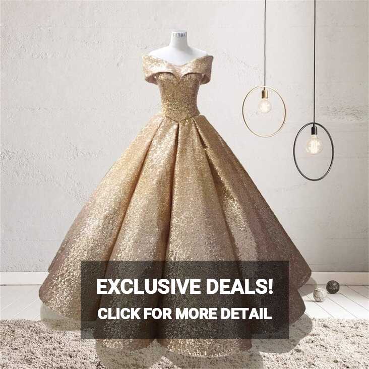 Wedding Dress Women Off The Shoulder Glitter Sequin Ball Gown ...