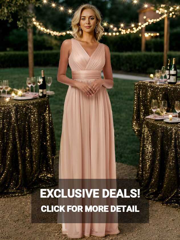 Wedding Guest Dress Sparkly Double V Neck Maxi - Ever-Pretty UK