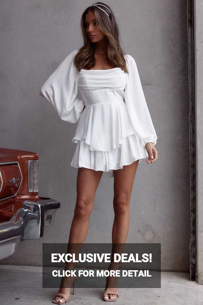 Well Versed Longleeve Flounce Romper White