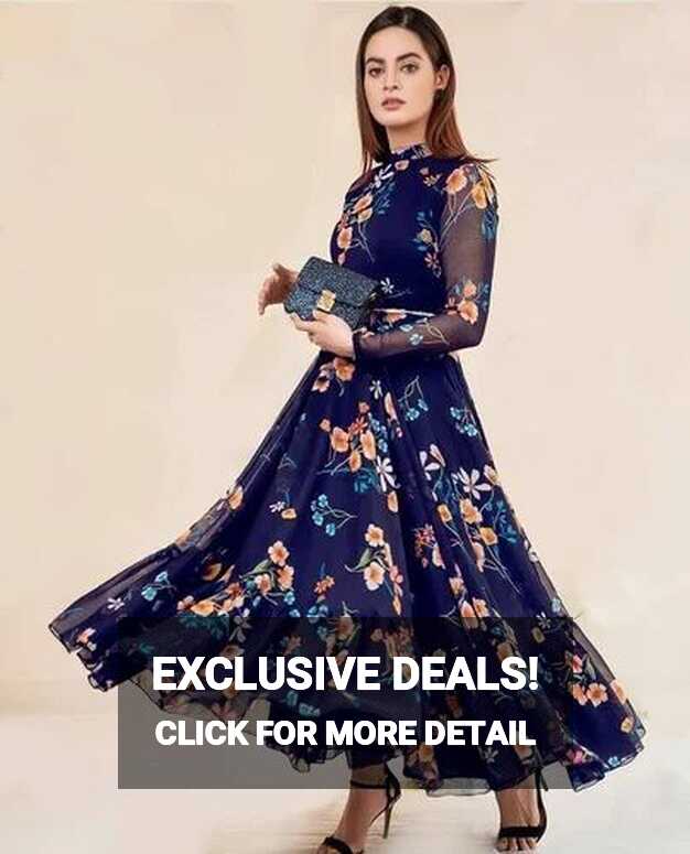 Western Wear Digital Print Black Beautiful Gown at Rs 1199 | Women ...