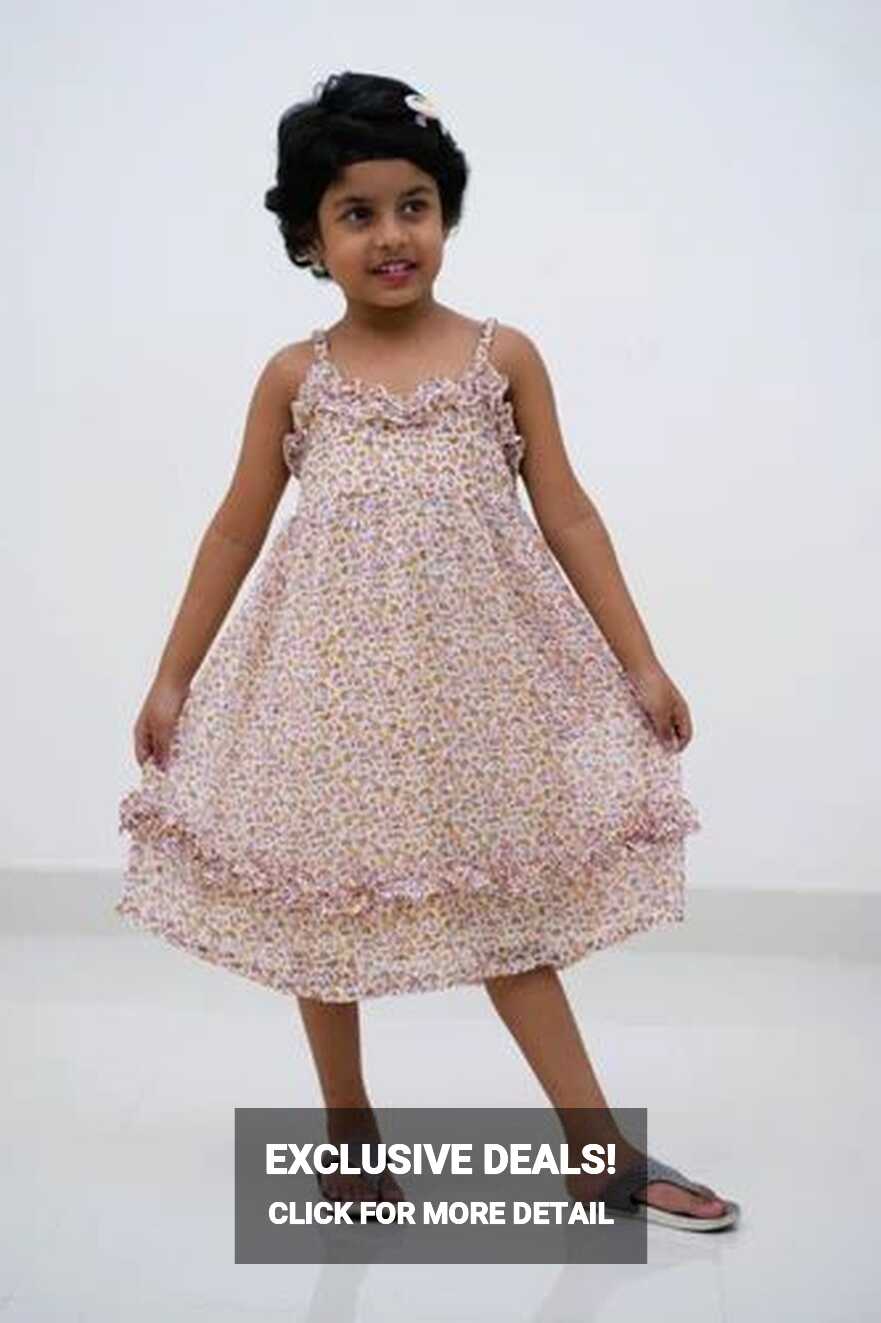 White (Base) Baby Girl Printed Chiffon Frock at Rs 270 in Nellore ...