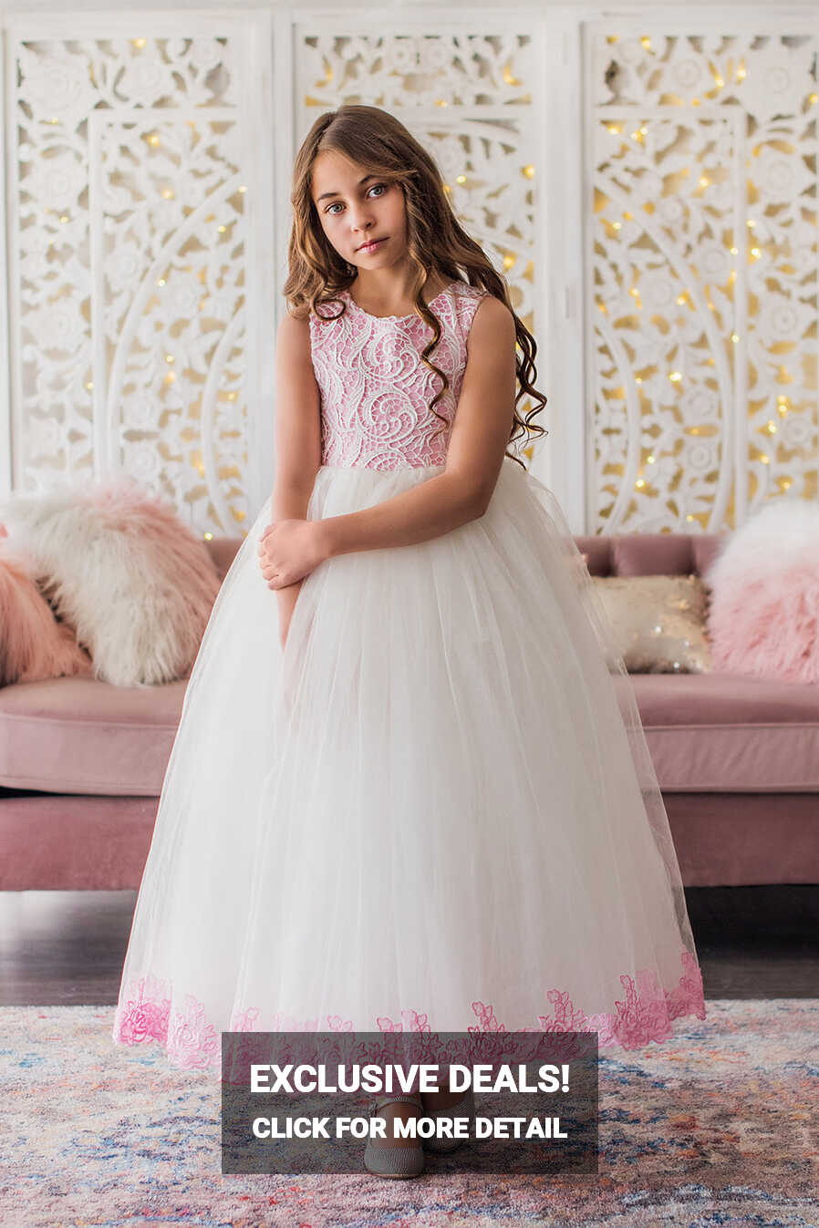 White &amp; Candy Pink Bodice Flower Girl Dress– Armoniia