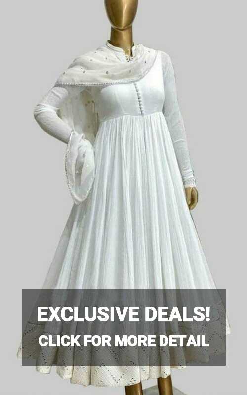 White Anarkali Dress Pakistani Suit With Dupatta Salwar Kameez ...