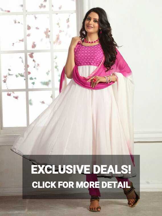 White And Pink Georgette Designer Anarkali Suits at Rs 1150 ...