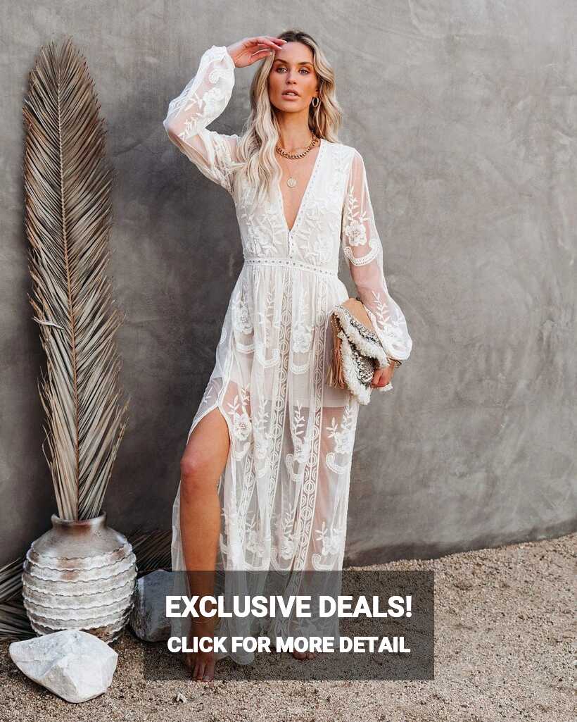 White Boho Lace Maxi Dress - Beach Wedding Dress – Boho Beach Hut