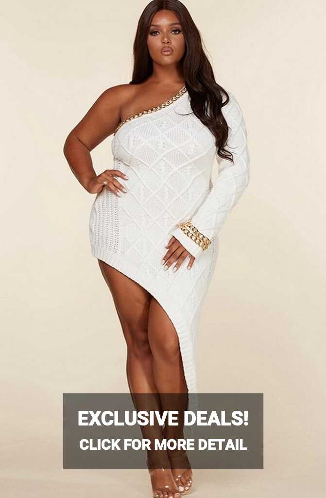 White Cable Knit Sweater Midi Dress Plus Size | Curvy Fashion Chicks