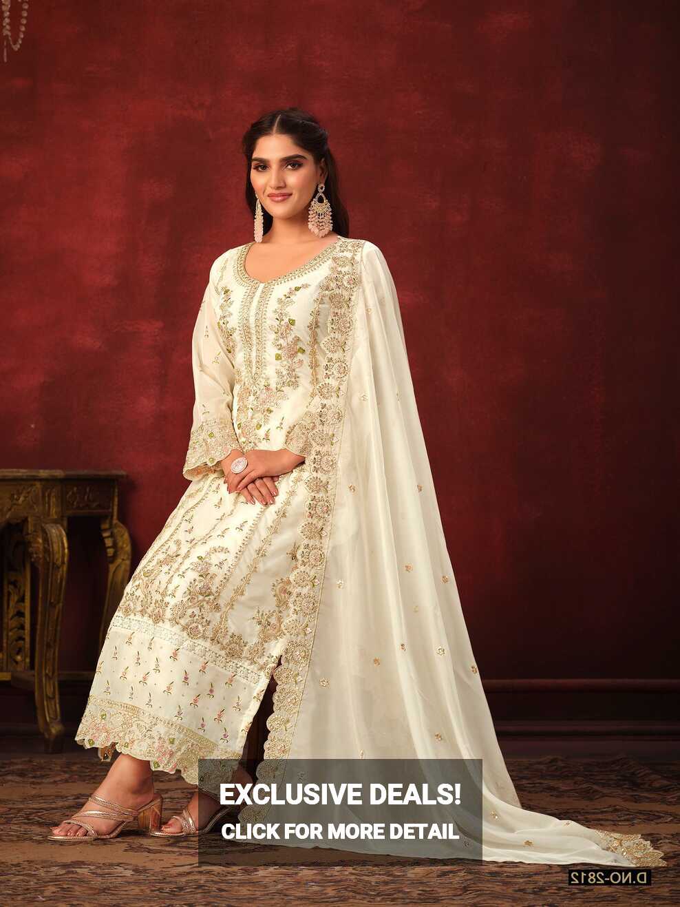 White Color Pakistani Designer Salwar Kameez Dupatta Dress Ready ...