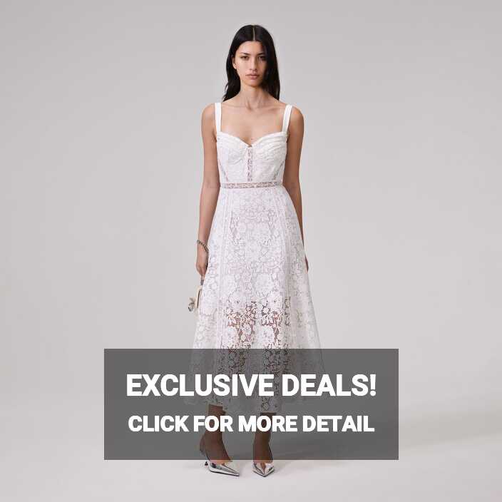 White Cord Lace Midi Dress – self-portrait-US