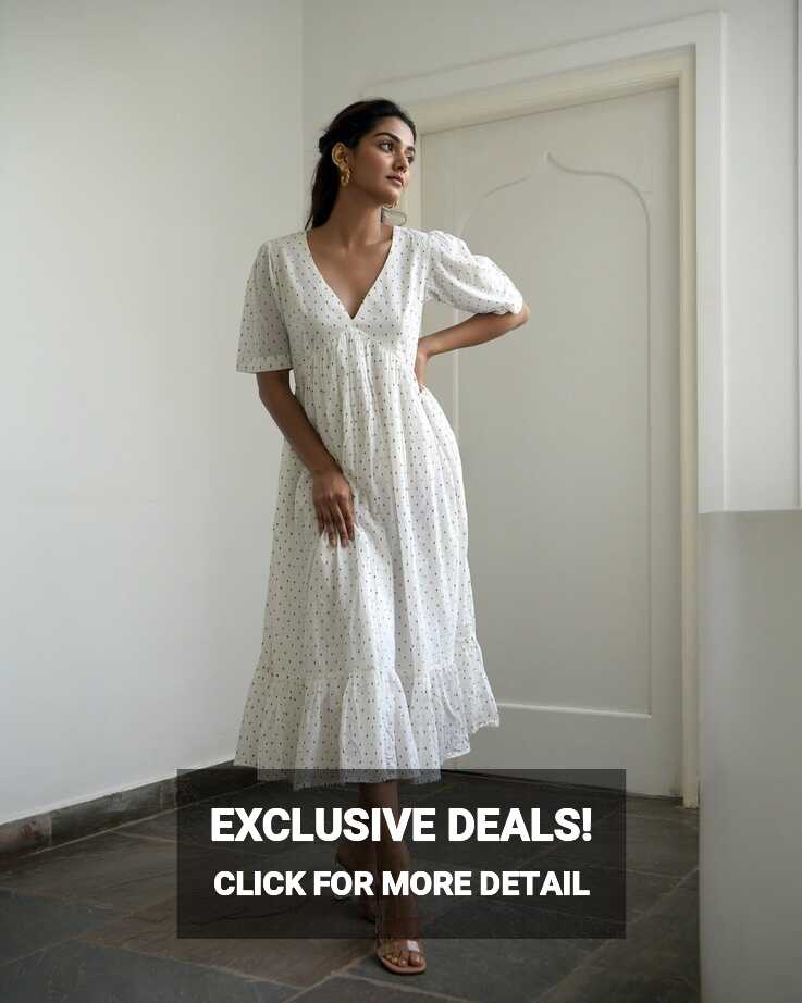 White Cotton Midi Dress – Kamakhyaa