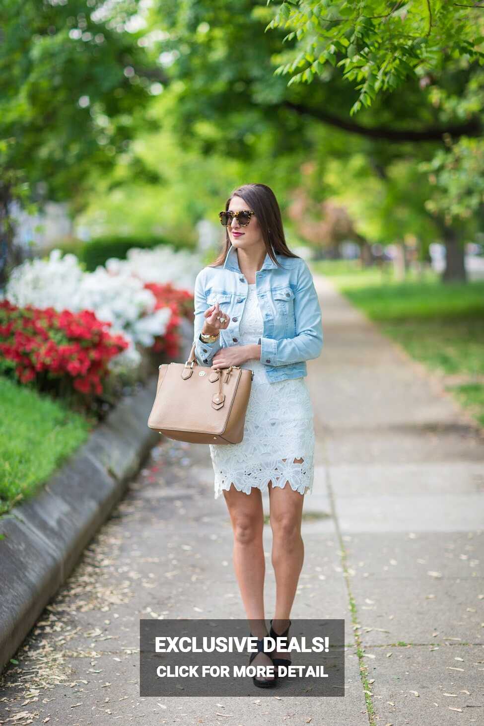 White Crochet Dress + Denim Jacket | A Southern Drawl