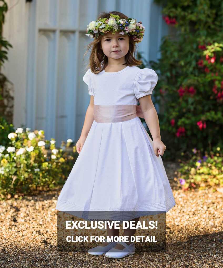 White Dot-Cotton Flower Girl Dress | Amelia Brennan