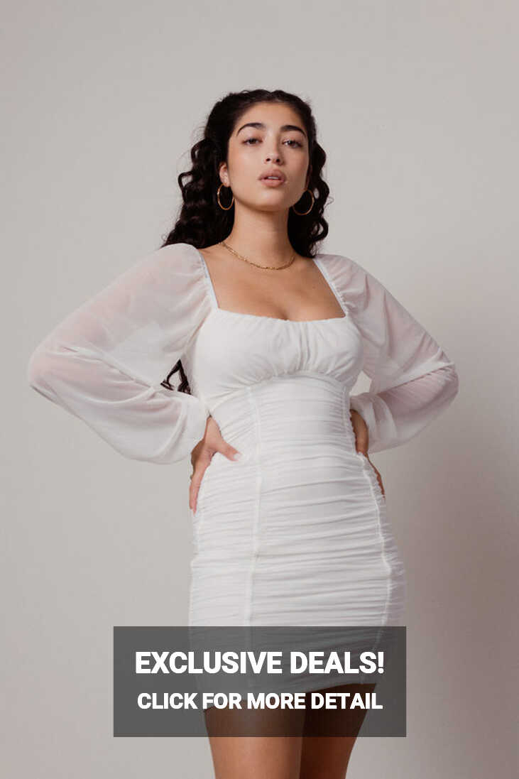 White Dress - Long Sleeve Dress - Short White Dress