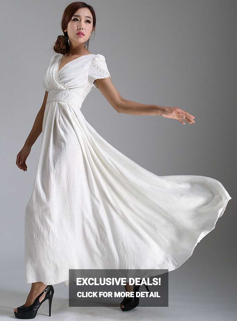 White Dress Women, Simple Wedding Dress, Boho Wedding Dress, Prom ...