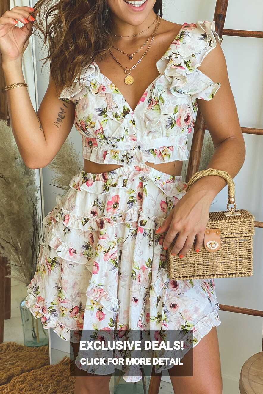 White Floral Ruffled Short Dress | Short Dresses – Saved by the Dress