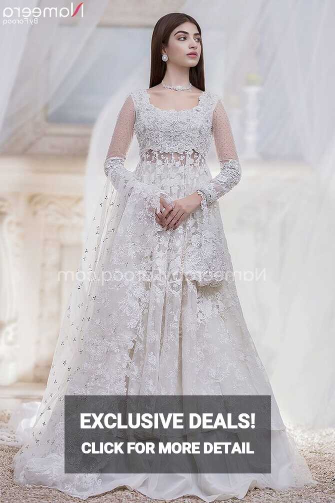 White Lehenga for Walima with Long Maxi Online #BR163 | Latest ...