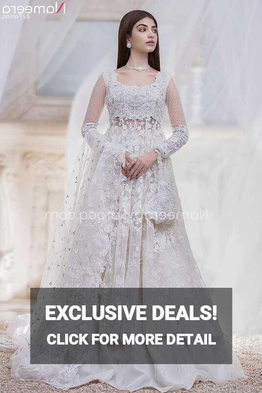 White Lehenga for Walima with Long Maxi Online #BR163