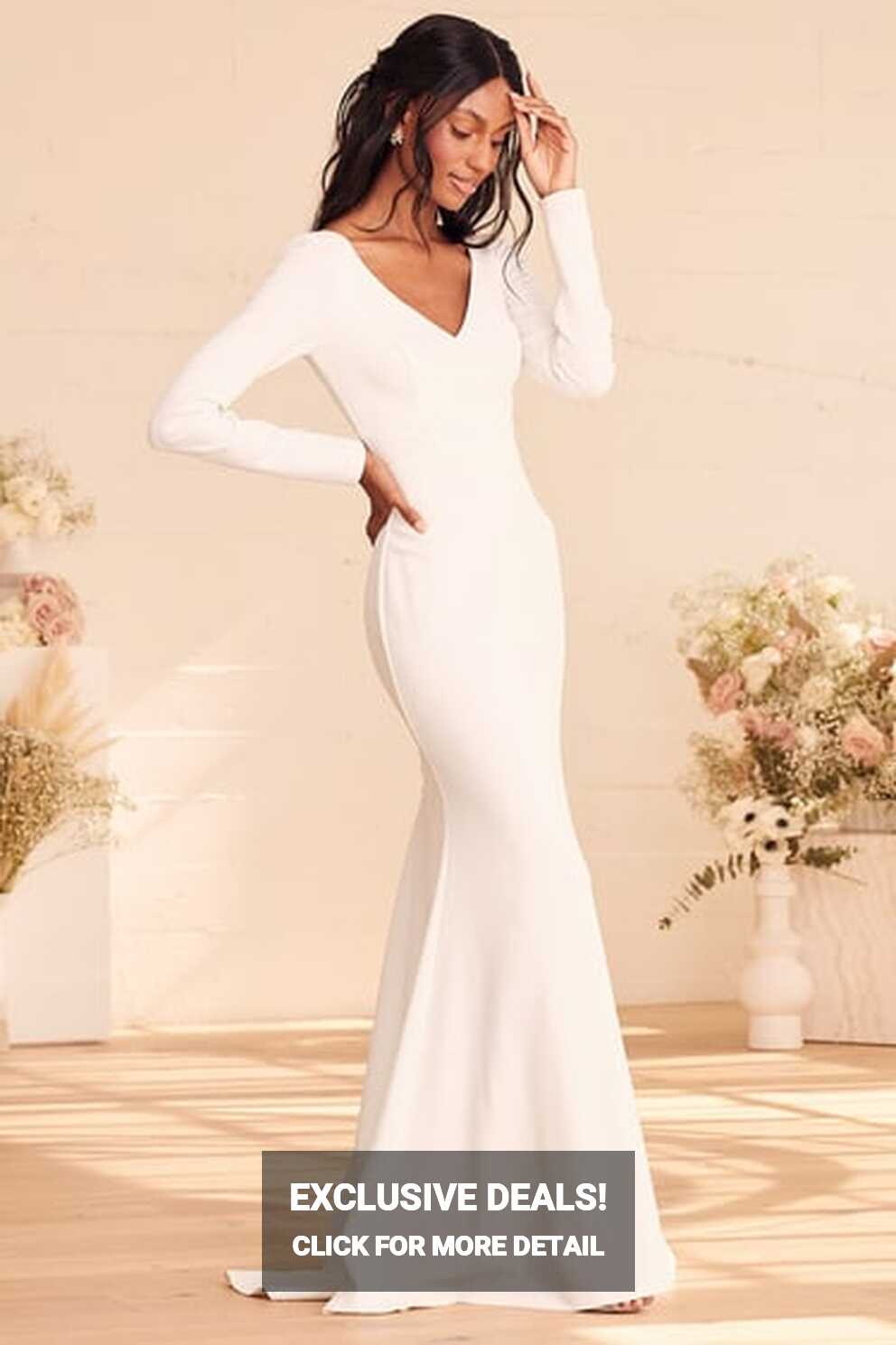 White Maxi Dress - Long Sleeve Dress - Mermaid Maxi Dress - Lulus