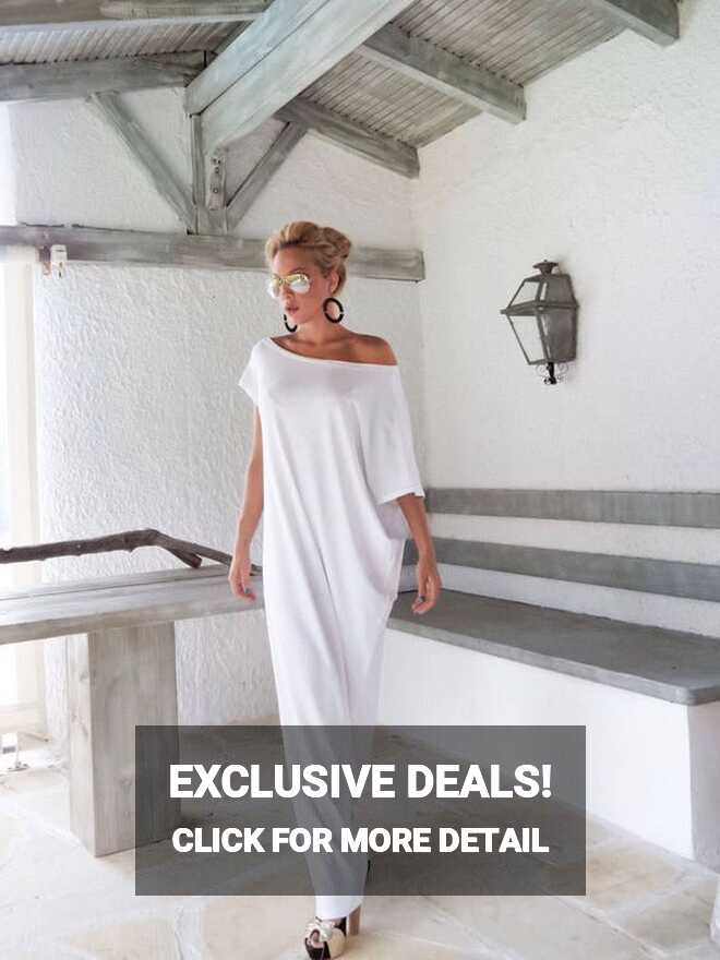 White Maxi Dress, Kaftan, Long White Dress, Plus Size Dress ...