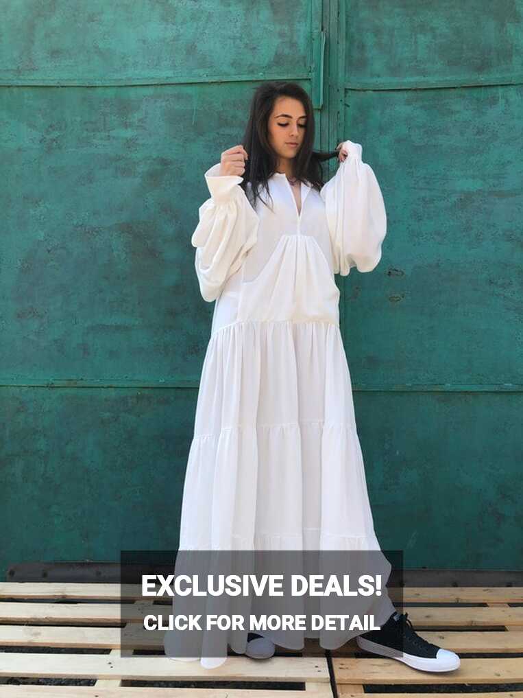 White Maxi Dress, Maxi Dress, Long Sleeves White Dress, Summer ...