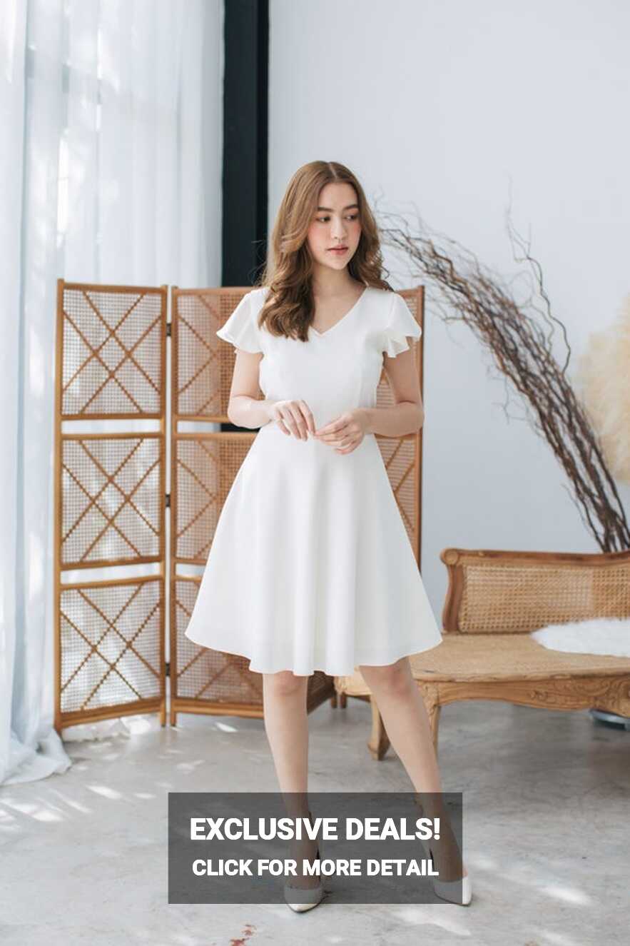 White Party Dress Ruffle Baptist Sleeve Dress Capsule Wardrobe ...