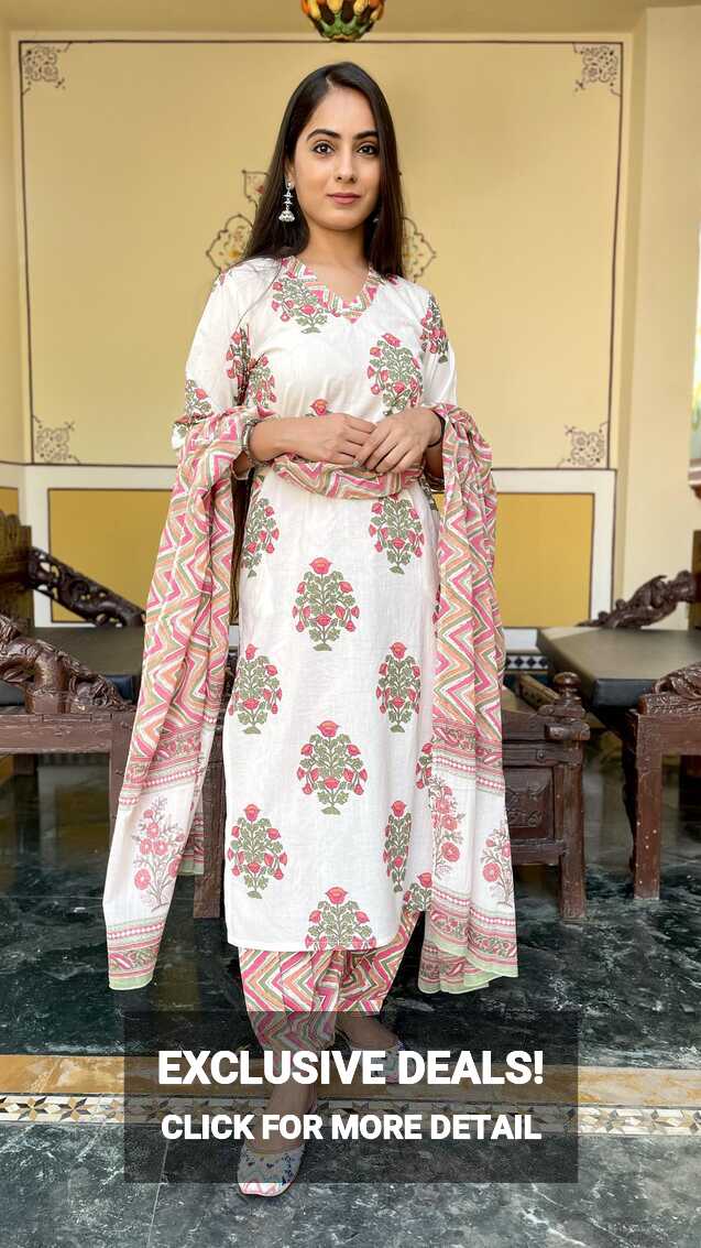 White Pink Salwar Suit - Adizya