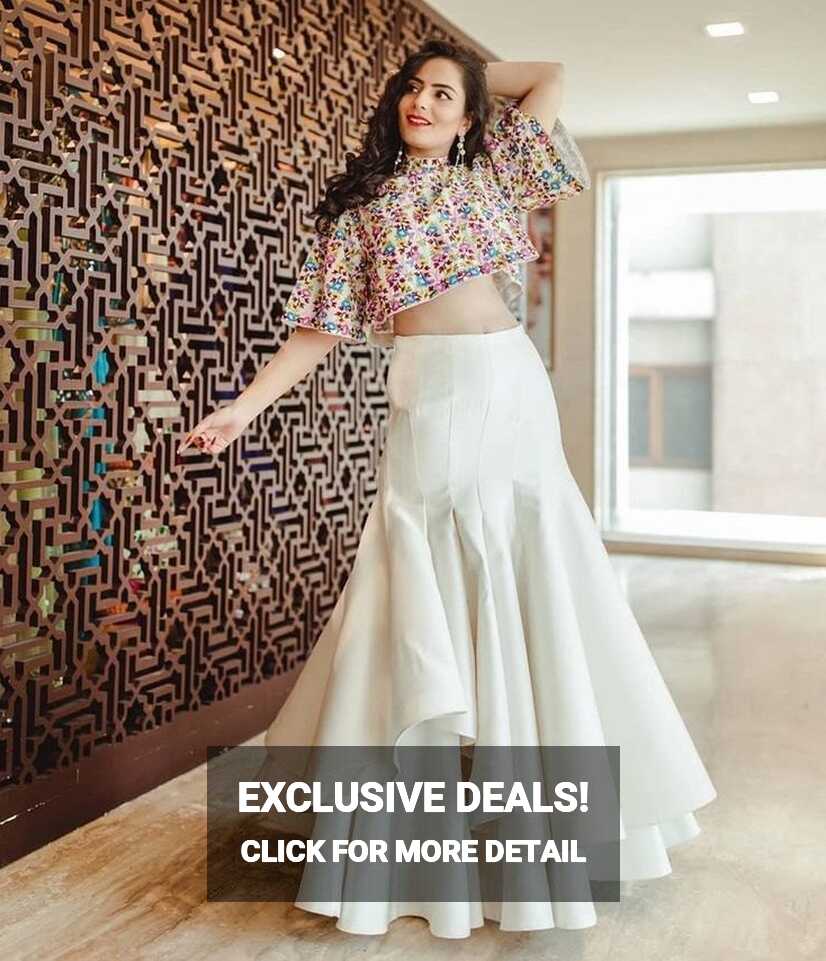 White Plain Crop Indo Western Outfit, Skirt at Rs 2550 in Kanpur ...