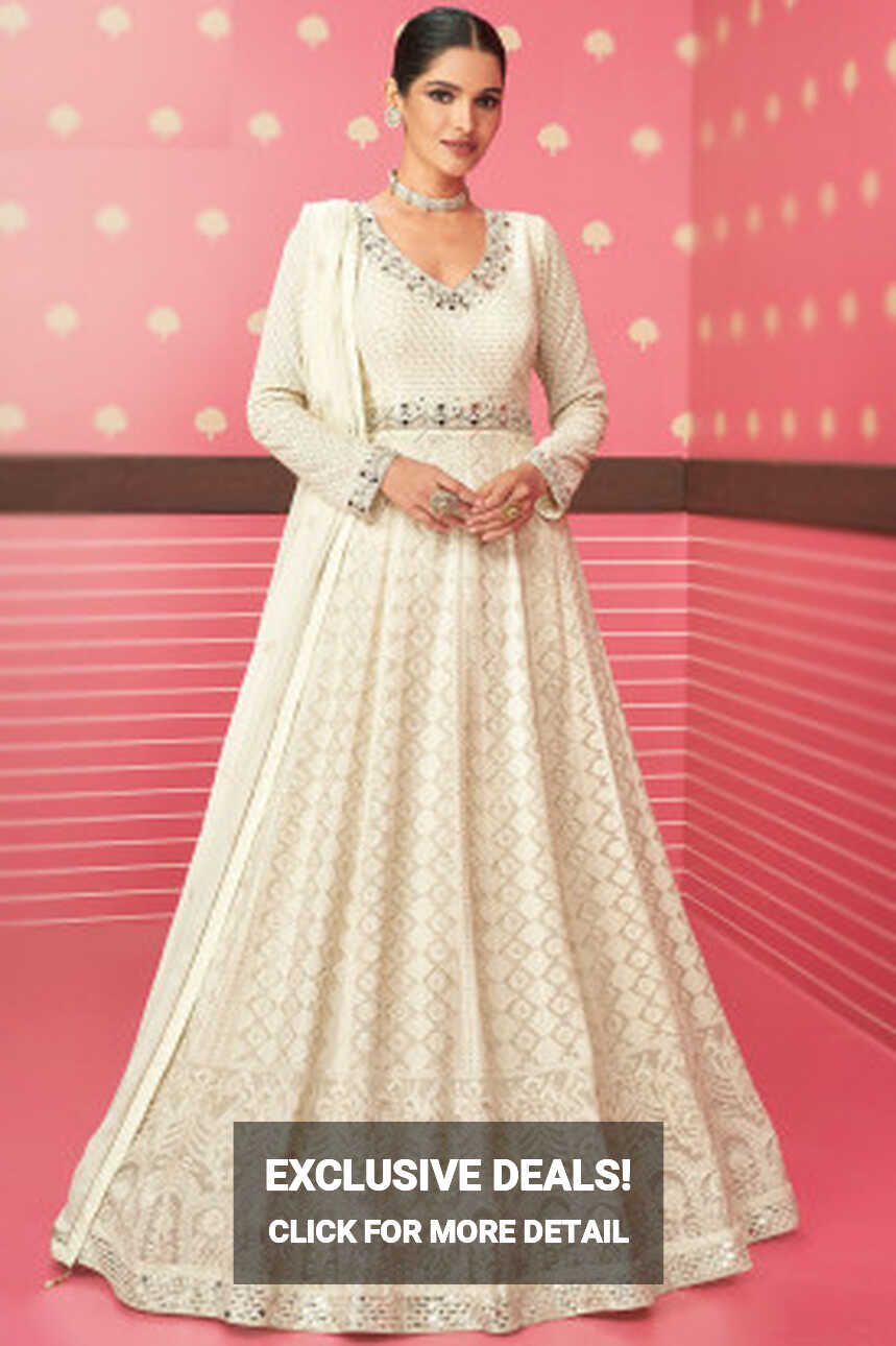 White Plus Size Anarkali Dresses: Buy White Plus Size Anarkali ...