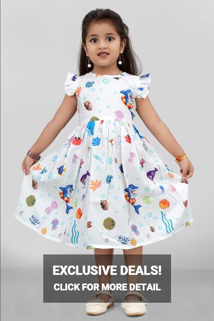 White Printed Girls Cotton Frock at Rs 240/piece | Kids Frock in ...