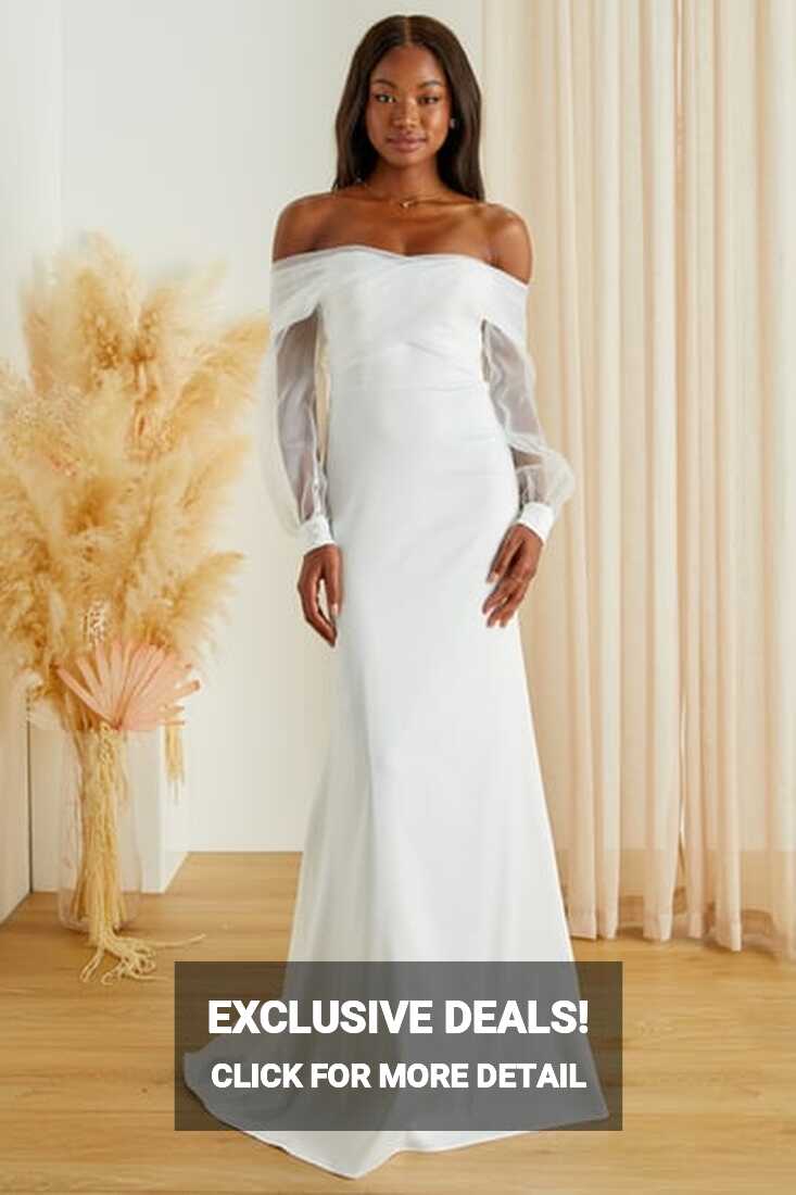 White Satin Organza Dress - OTS Maxi Dress - Long Sleeve Gown - Lulus