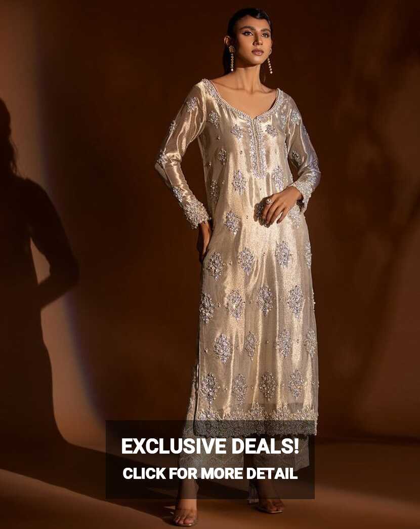 White Silk Salwar Kameez Pakistani Wedding Dresses - MEDIUM