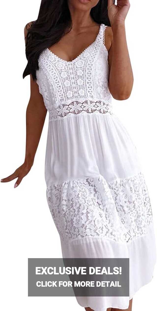 White Summer Dresses for Women UK Woman Sundresses Casual Sexy ...