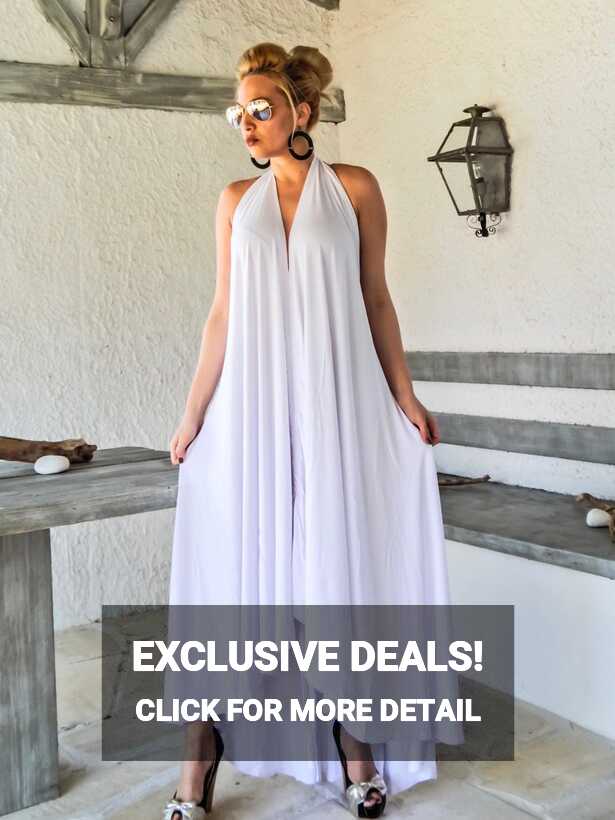 White Summer Maxi Dress / White Kaftan / Asymmetric Plus Size ...