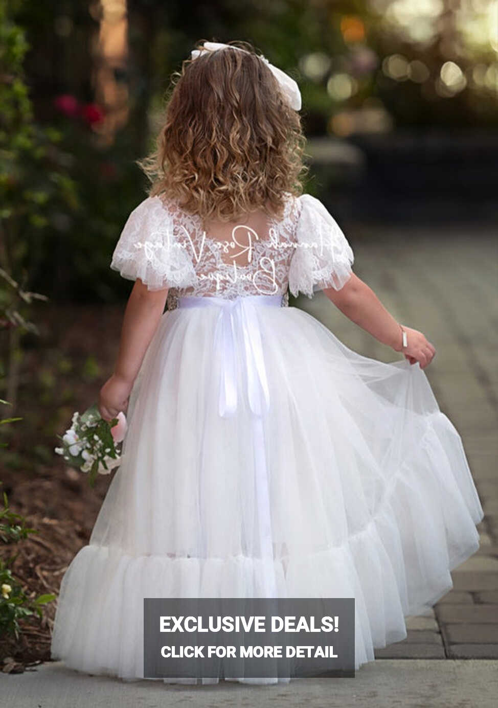 White Tulle Flower Girl Dress - Hannahrosevintageboutique.com