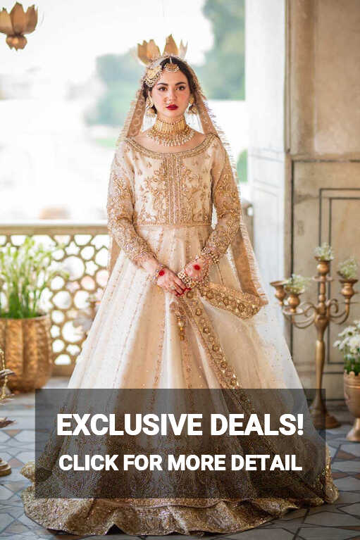 White and Golden Lehenga Frock Pakistani Wedding Dresses – Nameera ...