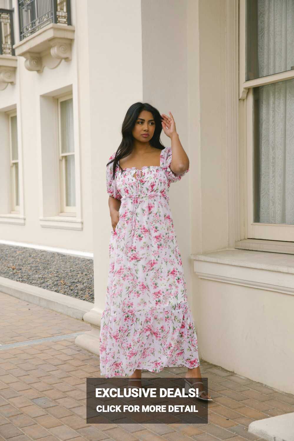 White and Pink Floral Dress