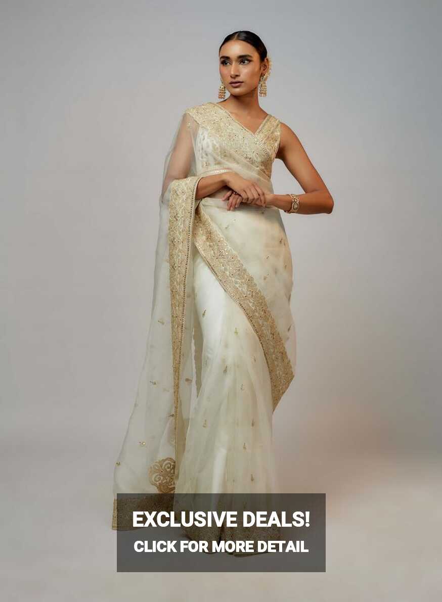 White maahi sari and blouse | Indian dresses traditional, Saree ...