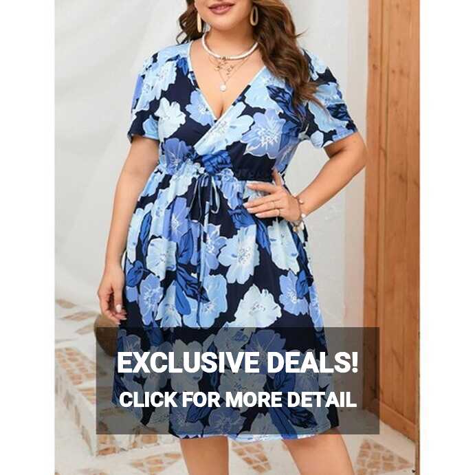 Whizmax Women&#39;s Plus Size Summer Dresses Floral For Women V Neck ...