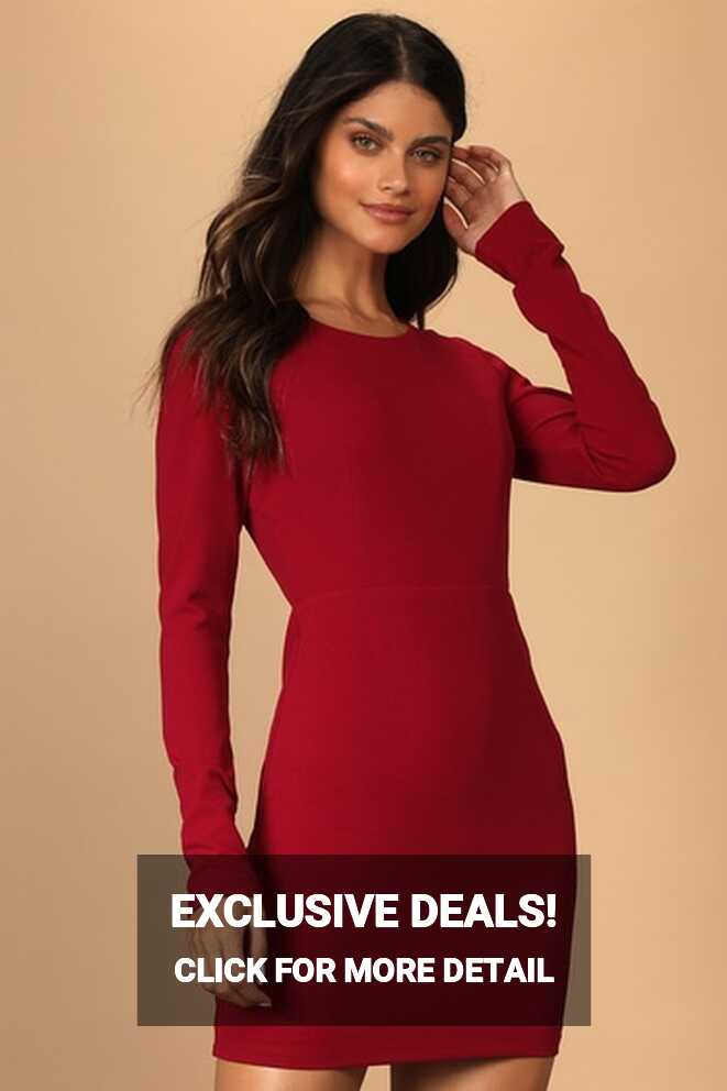 Wine Red Dress - Long Sleeve Mini Dress - Cutout Bodycon Dress - Lulus