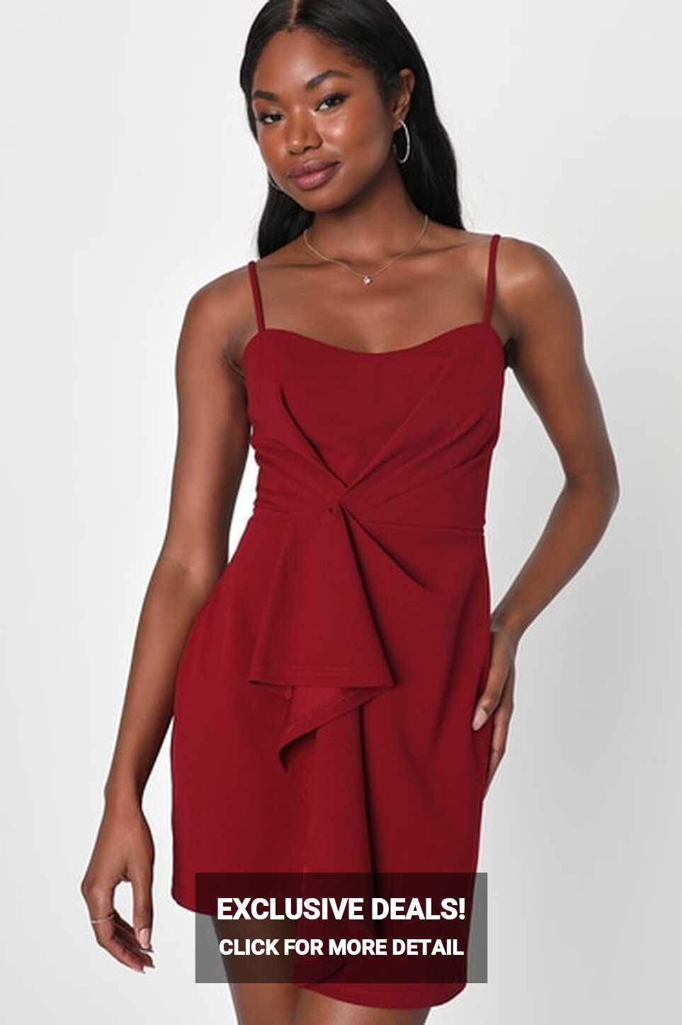 Wine Red Mini Dress - Bodycon Mini Dress - Twist Front Dress - Lulus