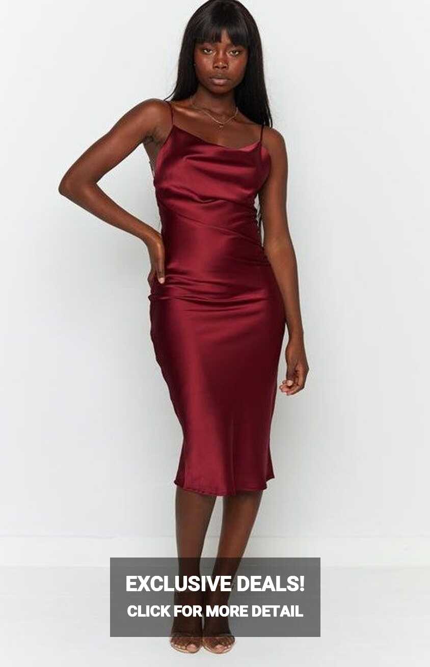 Wine color satin dress long dress, wrapdresses, custom dress ...