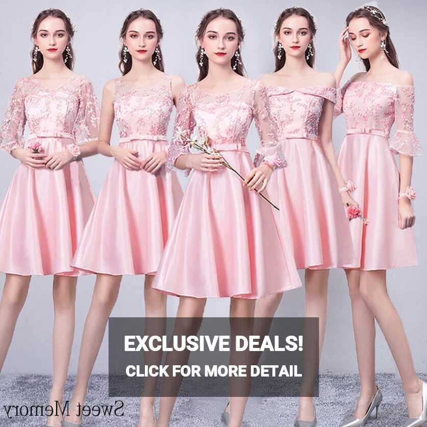 Woman Vestido Knee-Length Robes Champagne Pink Gray Simple Party ...