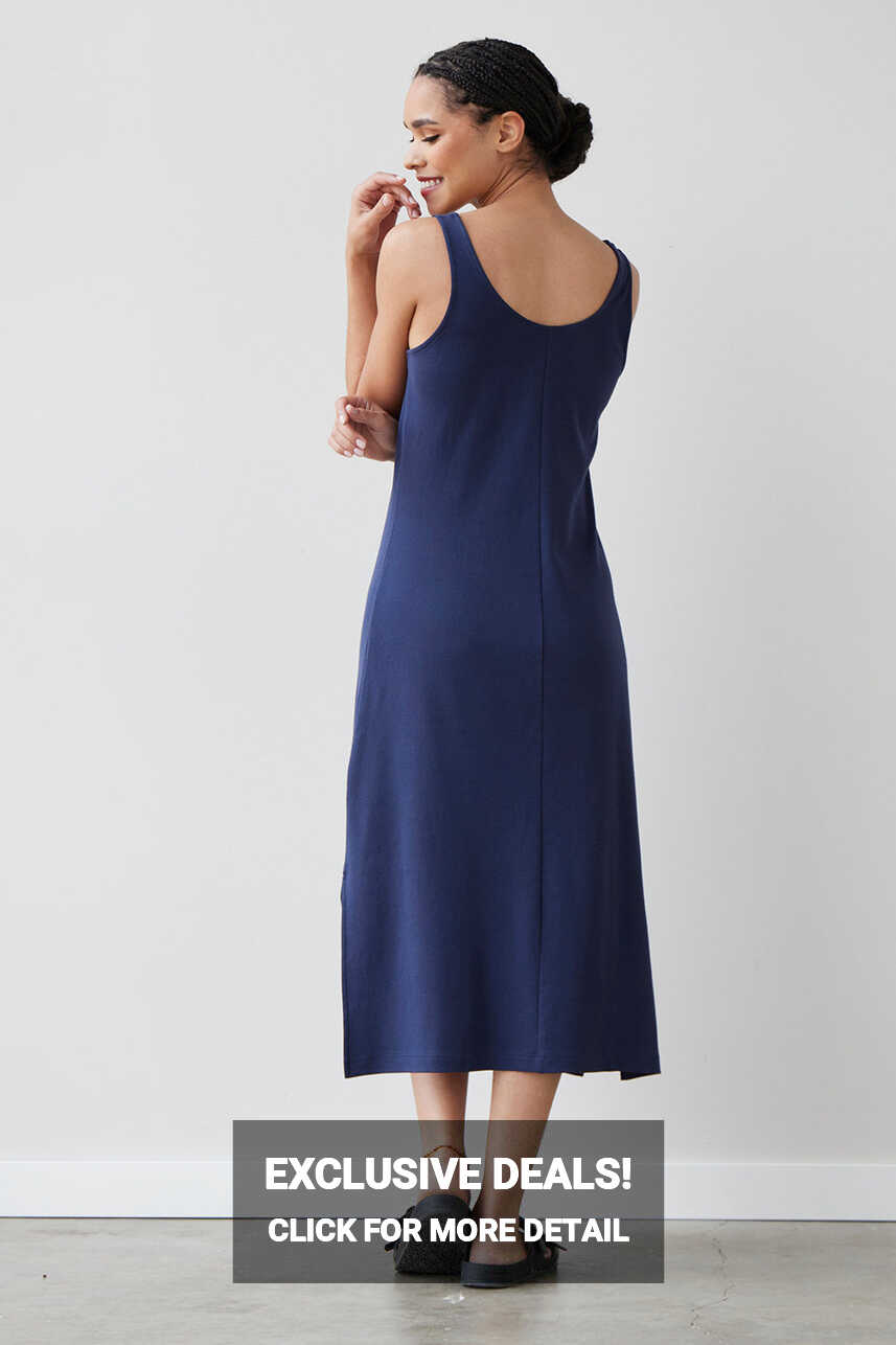 Women&#39;s 100% Cotton Midi Tank Dress | Fair Indigo