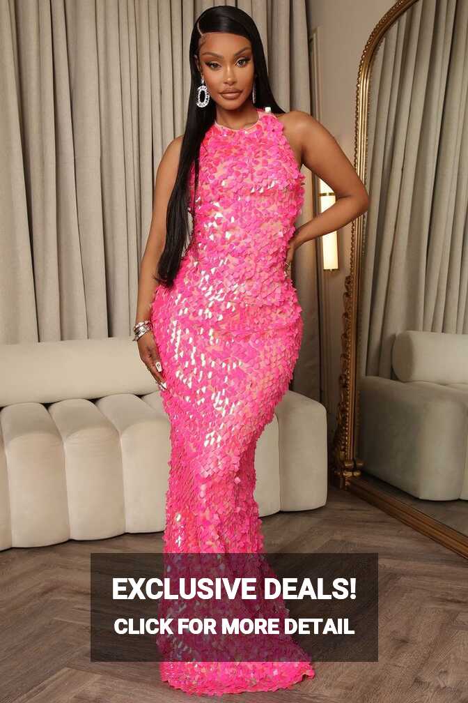 Women&#39;s Attention Given Sequin Maxi Dress in Neon Pink Size Small ...