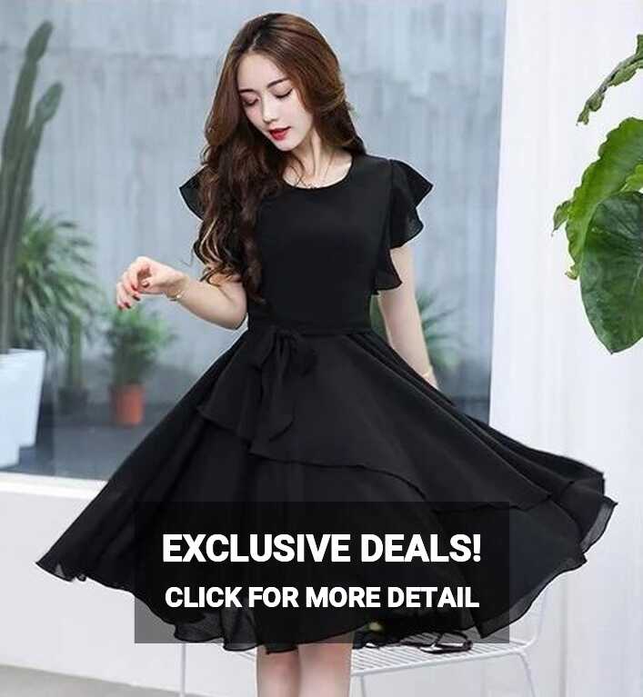 Women&#39;s Black Georgette Solid Mini Length Dress at Rs 622.00 ...