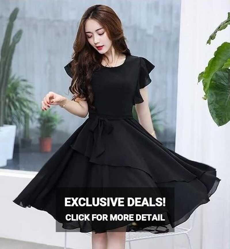 Women&#39;s Black Georgette Solid Mini Length Dress at Rs 808 ...