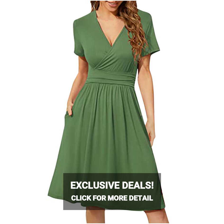 Women&#39;s Casual A-Line Knee Length Summer Dress with Pockets in ...