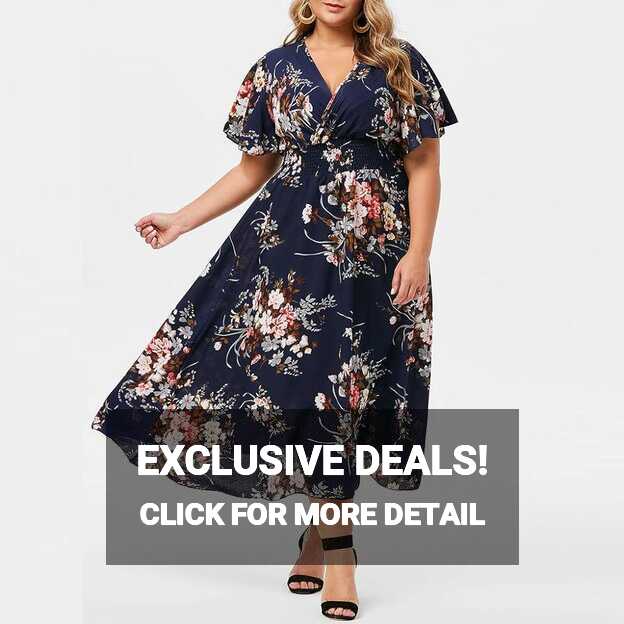 Women&#39;s Casual Dresses Plus Size Short Sleeve Midi Dress Floral ...