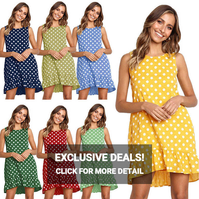 Women&#39;s Casual Summer Dresses for Women Girls Polka Dot Ladies ...