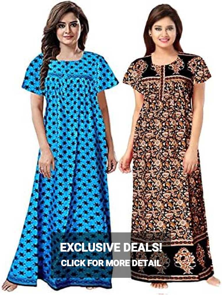 Women&#39;s Cotton maxi nighty for women sleepwear Indian (Combo Pack ...