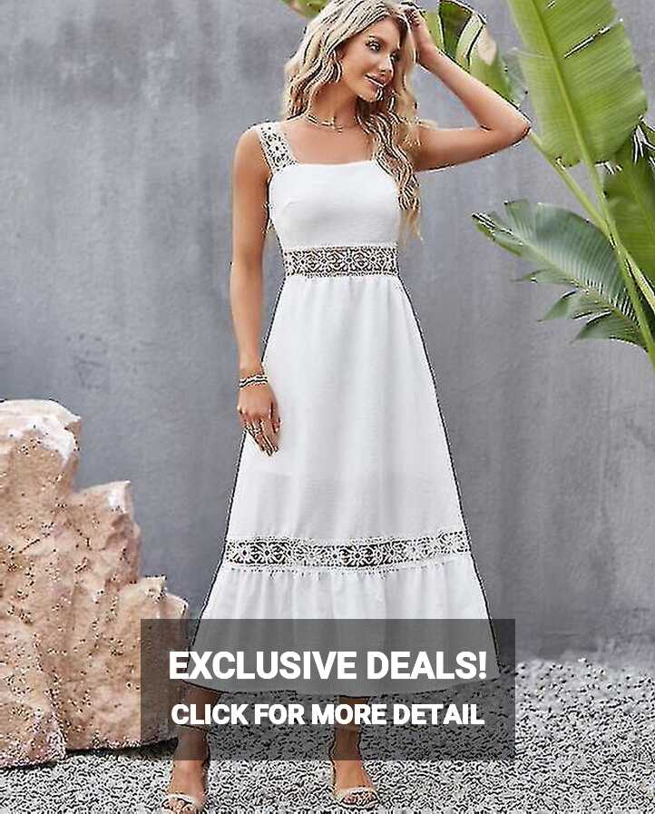 Women&#39;s Dress Halter Neck Smocked Casual Long Flowy Boho Dresses ...